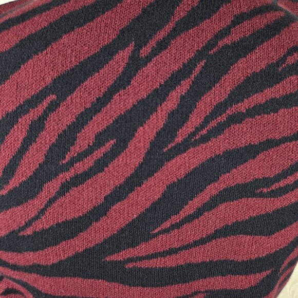 MICHAEL Michael Kors Size Large Maroon Black Zebra Stripe Mockneck Sweater - Picture 8 of 12